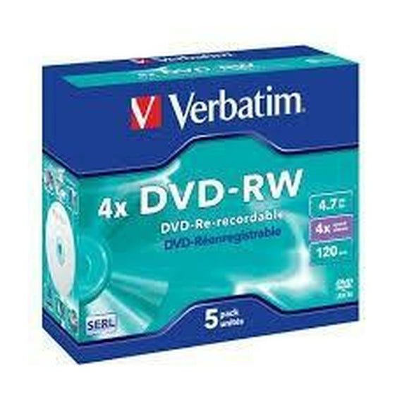 DVD-RW Verbatim 5 Unités Noir 4,7 GB 4x (5 Unités)