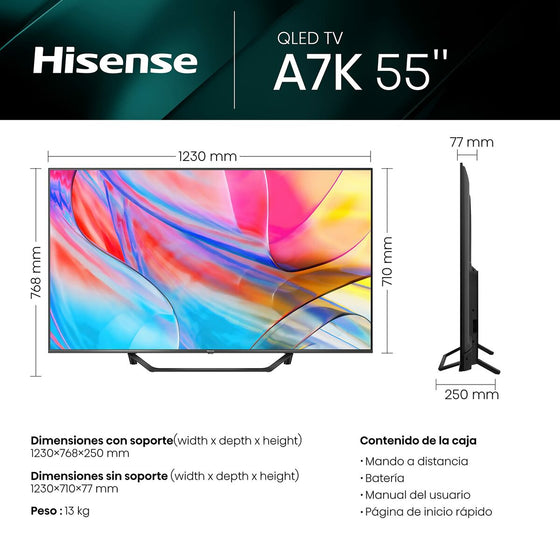 TV intelligente Hisense 55A7KQ 55" 4K ULTRA HD QLED WI-FI 55" 4K Ultra HD QLED