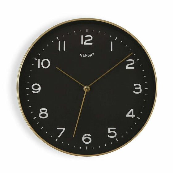 Horloge Murale Versa Noir Doré PU (30,5 x 4,3 x 30,5 cm)