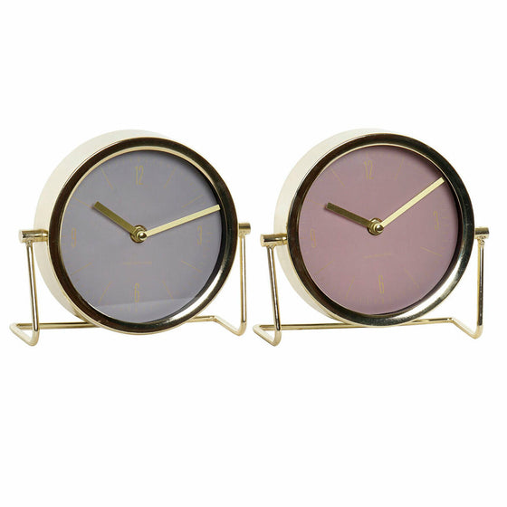 Horloge de table DKD Home Decor Doré Beige Rose Métal Verre Fer Scandi 30 x 40 cm 18 x 6,5 x 16 cm (2 Unités)