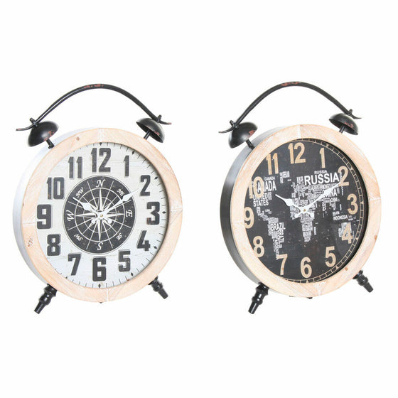 Horloge de table DKD Home Decor 41 x 6,5 x 52,5 cm Verre Naturel Noir Blanc Fer Vintage Bois MDF (2 Unités)